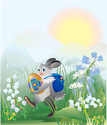 EPS 해외이미지 계절 꽃 일러스트 휴가 목재 태양 봄 토끼 황금 해외일러스트 자연요소 나무 식물 재료 포유류 반려동물 파일형식 벡터 이미지허브