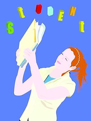 EPS 해외이미지 학생 여자 교육 행복 백그라운드 생각 일러스트 학교 미소 사람 20대 성인 책 빨간색 스터디 노란색 공책 흰색 잡기 대학교 히스패닉 빨간머리 고립 배려 해외일러스트 헤어스타일 감정 컬러 모션 문구용품 표정 청년 학습 파일형식 벡터 이미지허브