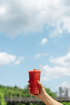 포토 JPG 주간 구름 손 하늘 여름음식 수박 빨대 들기 야외 아웃포커스 신체부위 여름 카페 메뉴 냉음료 수박주스 플라스틱컵 제철과일 국내포토 자연요소 계절 음료 음식 과일 모션 촬영기법 사람 컵 상점 과일주스 플라스틱 제철 파일형식 여름_계절
