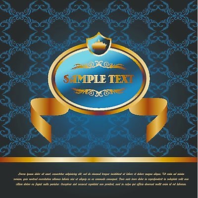 EPS 해외이미지 리본 일러스트 왕관 사람없음 파란색 빈티지 원형 클래식 고급 방패모양 해외일러스트 모양 도형 컬러 컨셉 방패 파일형식 벡터 이미지허브