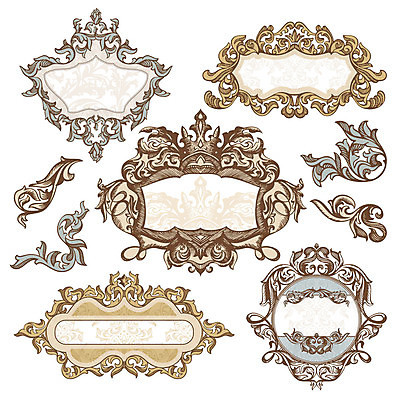 EPS 해외이미지 디자인 일러스트 프레임 사람없음 세트 다양 앤티크 빈티지 고급 해외일러스트 다수 컨셉 파일형식 벡터 이미지허브