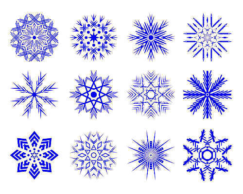 EPS 해외이미지 디자인 겨울 일러스트 눈꽃 사람없음 파란색 세트 눈송이 심볼 해외일러스트 계절 컬러 눈_날씨 파일형식 벡터 이미지허브