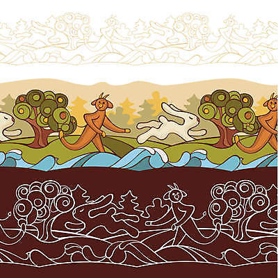 EPS 해외이미지 나무 여러마리 일러스트 동화 사람없음 강 달리기 토끼 악마 동화나라 동심 해외일러스트 식물 다수 포유류 모션 반려동물 파일형식 벡터 이미지허브