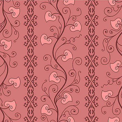 EPS 해외이미지 디자인 줄기 분홍색 백그라운드 잎 패턴 일러스트 벽지 사람없음 화려 해외일러스트 식물 컬러 컨셉 무늬 파일형식 벡터 이미지허브