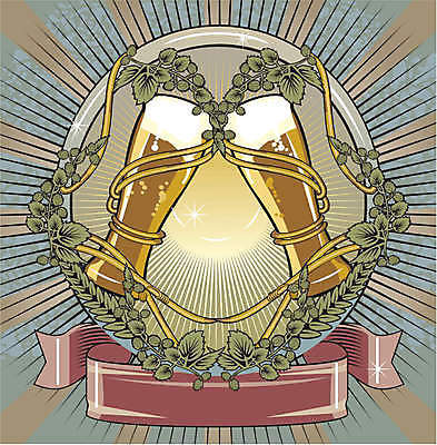 EPS 식물 리본 선 줄기 잎 일러스트 맥주 사람없음 라벨 빈티지 원형 심볼 건배 맥주잔 맥주거품 카피스페이스 홉 국내일러스트 도형 컨셉 술잔 프레임 주류 공백 거품 파일형식 벡터 이미지허브