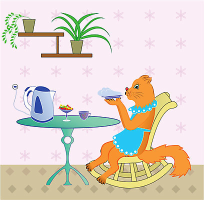 EPS 해외이미지 음료 일러스트 가정 탁자 주전자 휴식 사탕 앉기 컵 초콜릿 꽃병 고양이 마시기 업무 뜨거움 차 편리함 단절 타격 해외일러스트 식기 꽃 가구 컨셉 포유류 모션 주방용품 디저트 반려동물 작업 파일형식 벡터 이미지허브