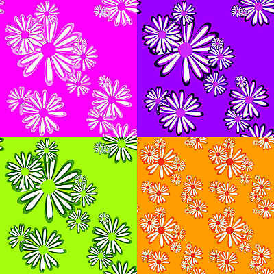 EPS 해외이미지 꽃잎 분홍색 백그라운드 패턴 일러스트 초록색 노란색 보라색 캐모마일 해외일러스트 꽃 컬러 무늬 허브 파일형식 벡터 이미지허브