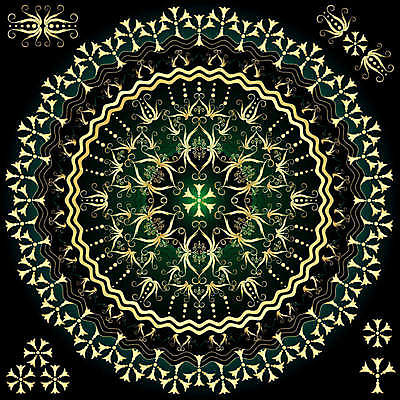 EPS 해외이미지 디자인 백그라운드 일러스트 추상 사람없음 검은색 금색 화려 대칭 만다라 해외일러스트 컬러 컨셉 무늬 파일형식 벡터 이미지허브