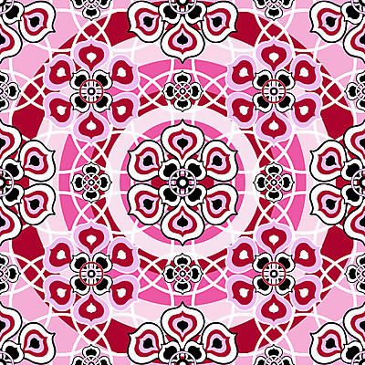 EPS 해외이미지 디자인 분홍색 백그라운드 패턴 일러스트 추상 사람없음 패턴백그라운드 원형 화려 대칭 만다라 해외일러스트 도형 컬러 컨셉 무늬 파일형식 벡터 이미지허브