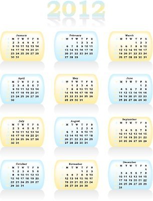 EPS 해외이미지 크리스마스 일러스트 휴가 새로움 파란색 노란색 달력 일주일 날짜 연도 월 해외일러스트 기념일 컬러 컨셉 파일형식 벡터 이미지허브