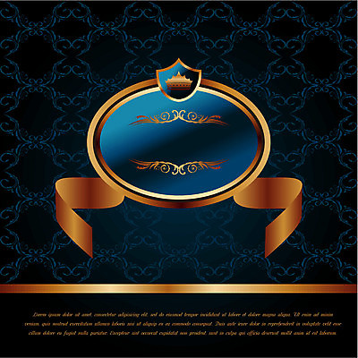 EPS 해외이미지 리본 일러스트 왕관 프레임 사람없음 파란색 빈티지 원형 클래식 고급 방패모양 해외일러스트 모양 도형 컬러 컨셉 방패 파일형식 벡터 이미지허브