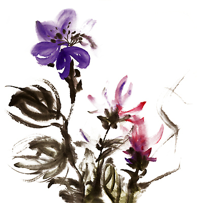 JPG 해외이미지 꽃 일러스트 붓터치 미술 사람없음 먹 동양화 그림 번짐 해외일러스트 식물 서예 문화예술 파일형식 효과 이미지허브