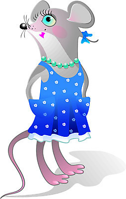 EPS 해외이미지 드레스 일러스트 목걸이 파란색 회색 쥐 속눈썹 활 꼬리 해외일러스트 옷 컬러 장신구 설치류 눈썹 파일형식 벡터 이미지허브