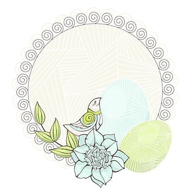 EPS 해외이미지 꽃 백그라운드 잎 일러스트 조류 추상 프레임 사람없음 귀여움 알 화려 우아함 해외일러스트 식물 동물 컨셉 무늬 파일형식 벡터 이미지허브