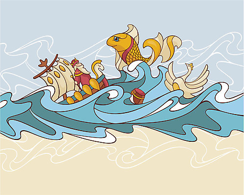 EPS 해외이미지 노년 남자 파도 바다 두마리 일러스트 동화 항해 어류 한명 상반신 왕 백조 동화나라 나무통 노인남자한명만 동심 해외일러스트 1 2 배_교통 조류 통 사람 성인 수중동물 남자한명만 노인남자만 파일형식 벡터 이미지허브