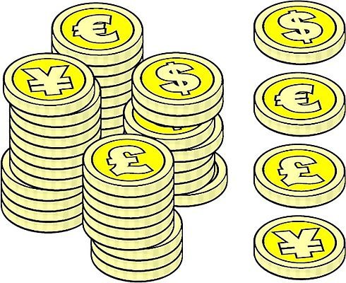 EPS 해외이미지 클립아트 돈 일러스트 쌓기 달러 동전 저축 유로 재산 파운드 해외일러스트 모션 금융 파일형식 벡터 이미지허브
