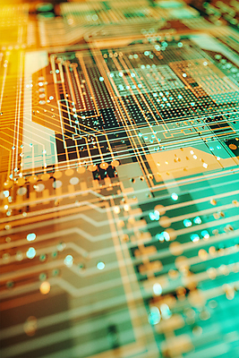 PSD 편집 편집이미지 백그라운드 미래 사람없음 초록색 빛 3D 주황색 회로판 사이버 디지털합성 전자회로 편집소스 편집3D 컬러 컨셉 파일형식