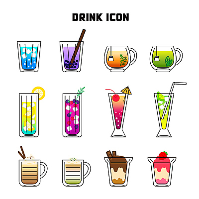아이콘 음료 잔 빨대 사람없음 세트 카페 칵테일 녹차 칵테일잔 파르페 홍차 라떼 모히토 에이드 카페모카 버블티 아포카토 블루레몬에이드 2D아이콘 AI파일 식기 커피 술잔 디저트 주류 차_음료 상점 파일형식 벡터