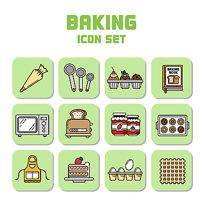 아이콘 디저트 쟁반 사람없음 연두색 세트 쿠키 제과 케이크 계란 앞치마 전자레인지 오븐 잼 컵케이크 식빵 제빵 토스트 머핀 계량스푼 와플 요리책 짤주머니 토스트기 2D아이콘 AI파일 음식 빵 주방용품 책 초록색 제과제빵 알 가전제품 레인지 소스_음식 제빵도구 파일형식 벡터