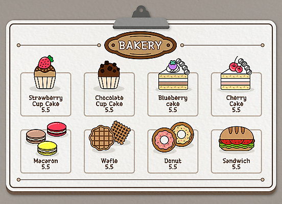 아이콘 디저트 샌드위치 사람없음 세트 카페 빵집 회색 도넛 조각케이크 컵케이크 메뉴판 와플 마카롱 과일케이크 2D아이콘 AI파일 음식 컬러 케이크 상점 파일형식 벡터