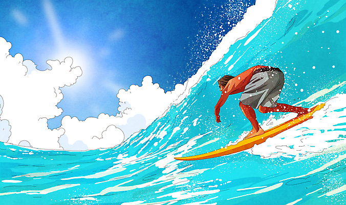 전신 PSD 구름 남자 수영복 파도 바다 일러스트 하늘 허리숙이기 한명 서기 성인 파란색 태양 서핑보드 서핑 시원함 서퍼 성인남자한명만 국내일러스트 자연요소 1 옷 컬러 모션 운동선수 숙이기 사람 수상스포츠 보드_스포츠 남자한명만 성인남자만 파일형식