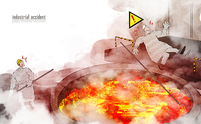 전신 PSD 남자 일러스트 노동자 성인 두명 놀람 뜨거움 연기 느낌표 미끄러짐 안전모 위험 안전수칙 안전사고 산업재해 넘어짐 방화복 용광로 작업자 성인남자만 국내일러스트 직업 기호 감정 산업 컨셉 모션 표정 안전 사람 헬멧 안전장비 사건 재해 남자만 성인만 파일형식