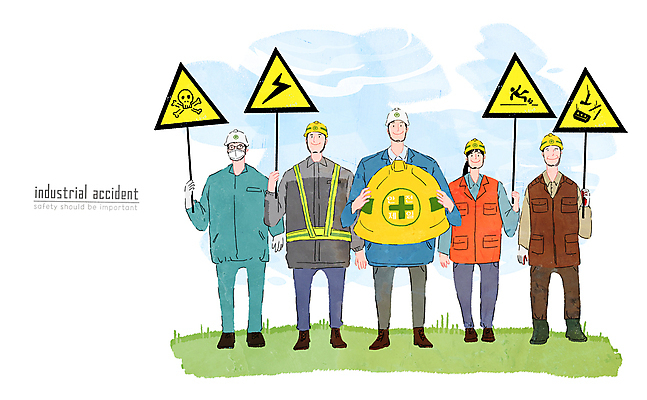 전신 PSD 여자 남자 일러스트 노동자 작업복 경고 설명 서기 들기 여러명 성인 안전모 위험 안전수칙 안전제일 산업재해 안전표지판 작업자 주의표지판 성인만 건설근로자 국내일러스트 직업 옷 산업 다수 컨셉 모션 안전 사람 표지판 헬멧 안전장비 재해 파일형식