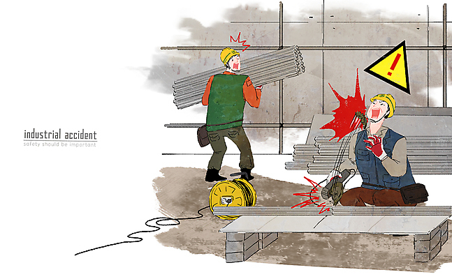 전신 PSD 남자 일러스트 들기 성인 두명 놀람 건설현장 느낌표 파편 안전모 위험 철근 안전사고 산업재해 절단기 절단도구 성인남자만 연삭기 건설근로자 국내일러스트 직업 기호 감정 산업 컨셉 모션 건설업 표정 안전 사람 기계 도구 헬멧 안전장비 사건 재해 남자만 성인만 파일형식