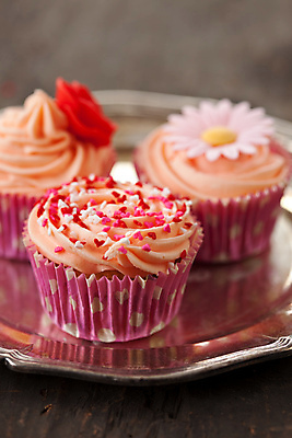 포토 JPG 해외이미지 꽃 쟁반 사람없음 장식 세개 달콤 컵케이크 크림 스프링클 해외포토 식물 3 케이크 맛 파일형식 이미지허브