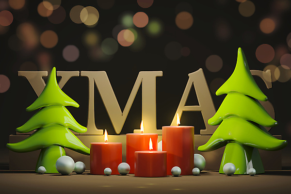포토 JPG 해외이미지 영어 크리스마스 초 촛불 타이포그라피 사람없음 크리스마스트리 3D 원형 디지털합성 보케 입체도형 해외포토 도형 문자 기념일 입체 파일형식 이미지허브