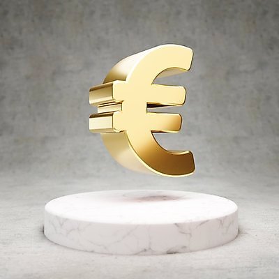 JPG 해외이미지 일러스트 사람없음 3D 디지털 금색 유로 황금 심볼 광택 해외일러스트 컬러 돈 디지털합성 파일형식 이미지허브