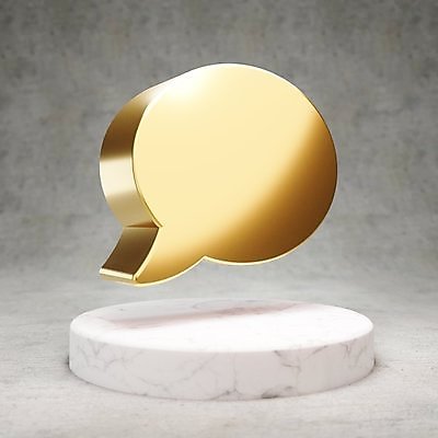 JPG 해외이미지 말풍선 일러스트 사람없음 3D 디지털 금색 황금 심볼 광택 해외일러스트 컬러 디지털합성 파일형식 이미지허브