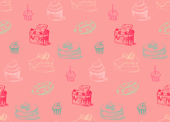 JPG 해외이미지 분홍색 백그라운드 패턴 일러스트 사람없음 빵집 도넛 조각케이크 스케치 컵케이크 해외일러스트 컬러 무늬 디저트 미술 케이크 상점 파일형식 이미지허브