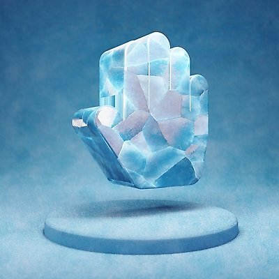 포토 JPG 해외이미지 사람없음 파란색 3D 얼음 입체 오브젝트 손모양 해외포토 자연요소 모양 컬러 디지털합성 파일형식 손_신체부위 이미지허브