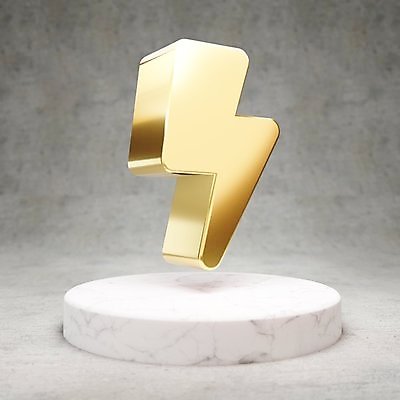 JPG 해외이미지 일러스트 사람없음 3D 디지털 금색 황금 번개 심볼 광택 번개모양 해외일러스트 모양 컬러 날씨 디지털합성 파일형식 이미지허브