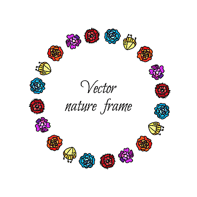 JPG 해외이미지 꽃 백그라운드 일러스트 프레임 사람없음 원형프레임 해외일러스트 식물 원형 파일형식 이미지허브