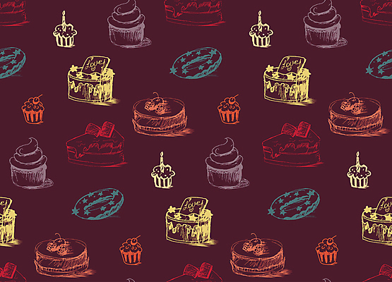 JPG 해외이미지 백그라운드 패턴 일러스트 사람없음 빵집 도넛 조각케이크 스케치 컵케이크 해외일러스트 무늬 디저트 미술 케이크 상점 파일형식 이미지허브