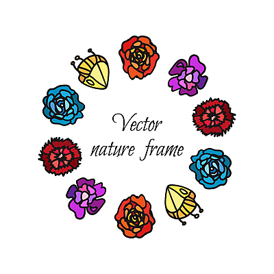 JPG 해외이미지 꽃 백그라운드 일러스트 프레임 사람없음 원형프레임 해외일러스트 식물 원형 파일형식 이미지허브