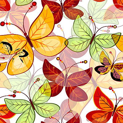 EPS 해외이미지 나비 낙엽 패턴 일러스트 나뭇잎 사람없음 화려 비비드 해외일러스트 곤충 컨셉 잎 무늬 파일형식 벡터 이미지허브