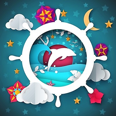 EPS 해외이미지 꽃 실루엣 별 밧줄 잎 일러스트 조류 사람없음 파란색 달 페이퍼아트 돌고래 키_배핸들 닻 해외일러스트 자연요소 식물 동물 줄 컬러 포유류 촬영기법 수중동물 핸들 파일형식 벡터 이미지허브