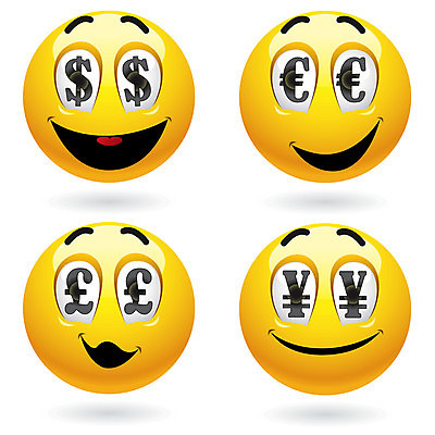 EPS 해외이미지 얼굴 일러스트 미소 사람없음 노란색 달러 기쁨 유로 부자 파운드 위안화 좋음 이모지 해외일러스트 감정 컬러 컨셉 돈 표정 신체부위 파일형식 벡터 이미지허브