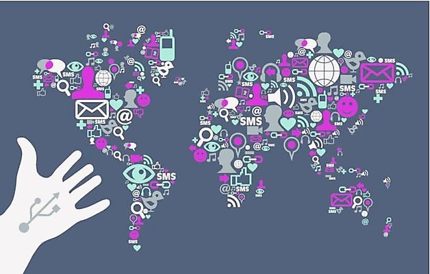 EPS 해외이미지 실루엣 세계지도 인터넷 일러스트 비즈니스 통신 사람모양 사람없음 메시지 이메일 연결 손모양 소셜네트워크 소셜미디어 해외일러스트 모양 지도 촬영기법 세계 파일형식 벡터 손_신체부위 이미지허브