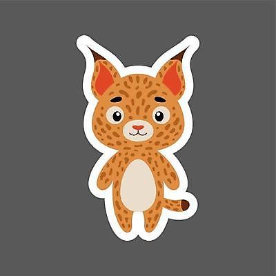 EPS 해외이미지 동물캐릭터 스티커 일러스트 사람없음 귀여움 주황색 회색 만화 스라소니 해외일러스트 일러캐릭터 동물 캐릭터 컬러 컨셉 포유류 파일형식 벡터 이미지허브