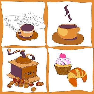 EPS 해외이미지 커피 음료 일러스트 아침 갈색 쿠키 케이크 힘 뜨거움 액체 신문 붓기 해외일러스트 주간 컬러 모션 디저트 간행물 뉴스 파일형식 벡터 이미지허브