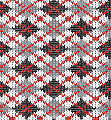 EPS 해외이미지 디자인 백그라운드 패턴 일러스트 따뜻함 사람없음 빨간색 회색 직물 뜨개질 질감 다이아몬드 마름모 자수 스타일 반복 해외일러스트 도형 컬러 무늬 취미 보석 파일형식 벡터 이미지허브