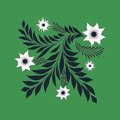 EPS 해외이미지 디자인 꽃 잎 일러스트 미술 사람없음 초록색 화려 민화 국경 해외일러스트 식물 컬러 컨셉 문화예술 그림 파일형식 벡터 이미지허브