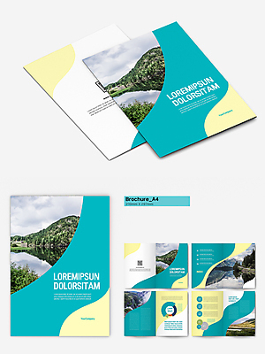 템플릿 호수 리플렛 자연 하늘 산 팜플렛 초원 사람없음 강 노란색 안개 QR코드 민트색 인디자인 INDD 이미지템플릿 컬러 날씨 생태계 파일형식