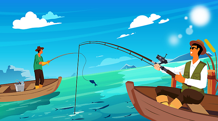 전신 구름 라이프스타일 남자 바다 일러스트 하늘 낚시 어류 들기 앉기 성인 취미 두명 강 태양 낚싯대 양동이 즐거움 낚시꾼 나무배 성인남자만 국내일러스트 AI파일 자연요소 감정 배_교통 모션 레저 사람 생활 수중동물 낚시용품 남자만 성인만 파일형식 벡터