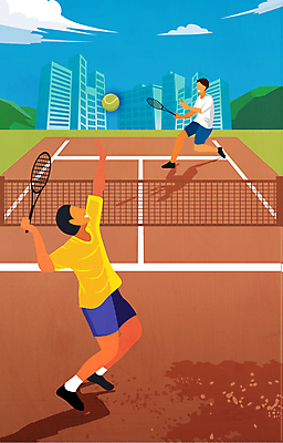 전신 구름 라이프스타일 남자 일러스트 하늘 그림자 들기 빌딩 성인 취미 두명 건물 올려보기 테니스 테니스라켓 테니스장 테니스공 즐거움 손뻗기 성인남자만 국내일러스트 AI파일 자연요소 건축물 감정 공 스포츠시설 모션 사람 생활 구기 라켓 테니스용품 남자만 성인만 파일형식 벡터