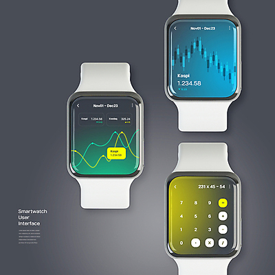 PSD 편집이미지 하늘색 그래프 사람없음 초록색 스마트기기 노란색 계산기 주식 코스닥 UI 인터페이스 주식표 코스피 스마트워치 이미지편집 컬러 문구용품 금융 파란색 전자제품 장비 웨어러블 파일형식